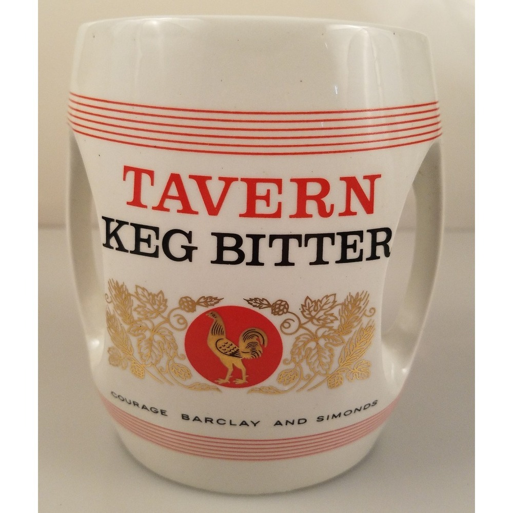 VINTAGE TAVERN KEG BITTER HCW DRINKING GLASS MUG made in GREAT‎ BRITIAN